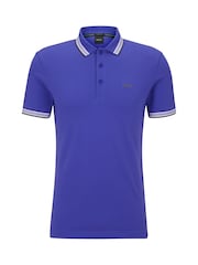 BOSS Purple Cotton Paddy Tipped Polo Shirt - Image 5 of 5