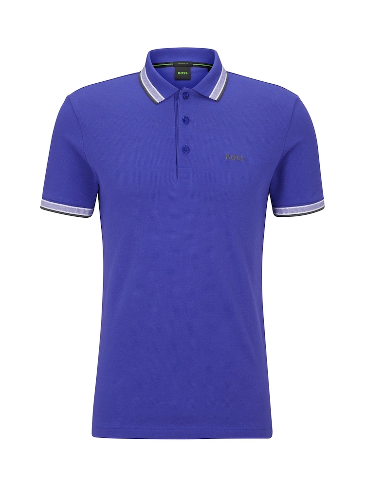 BOSS Purple Cotton Paddy Tipped Polo Shirt - Image 5 of 5
