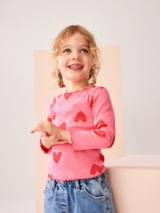 Red Hearts Cotton Rich Long Sleeve Rib T-Shirt (3mths-7yrs) - Image 3 of 7