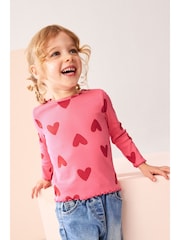 Red Hearts Cotton Rich Long Sleeve Rib T-Shirt (3mths-7yrs) - Image 6 of 7