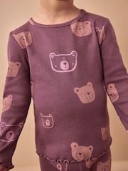 Chocolate Brown Bears Cotton Rich Long Sleeve Rib T-Shirt (3mths-7yrs) - Image 4 of 7