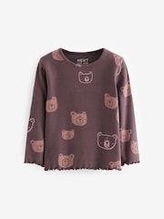 Chocolate Brown Bears Cotton Rich Long Sleeve Rib T-Shirt (3mths-7yrs) - Image 5 of 7