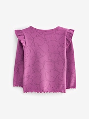 Purple Bunny Character Cotton Rich Long Sleeve Ribbed Frill T-Shirt (3mths-7yrs) - Image 2 of 3