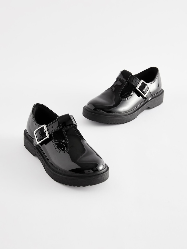 Black Patent Chunky T-Bar School Shoes - Image 1 of 5