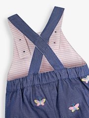 JoJo Maman Bébé Chambray Blue Butterfly Embroidered Dungarees - Image 3 of 3