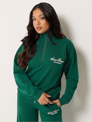 PixieGirl Petite Green St Etienne Quarter Zip Sweatshirt - Image 1 of 6