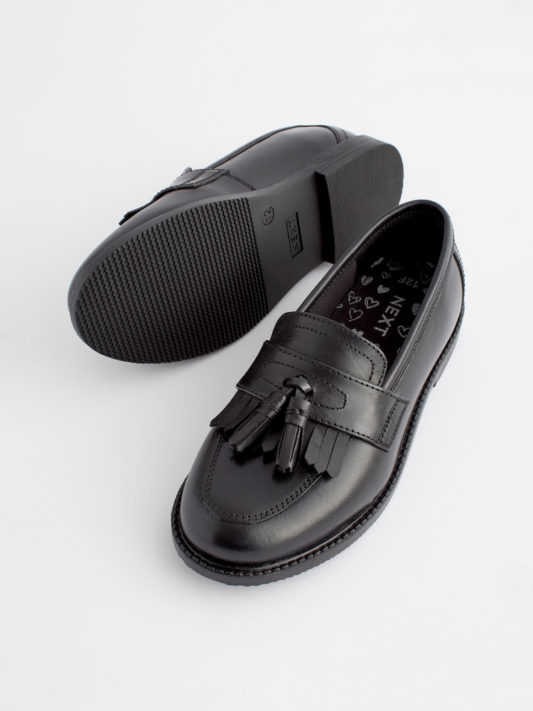 Noir mat - Mocassins en cuir Chaussures d'école - Image 3 of 8