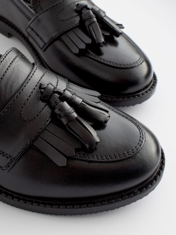Noir mat - Mocassins en cuir Chaussures d'école - Image 7 of 8