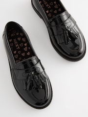 Black Patent Wide Fit (G) Leather Tassel Loafer School Shoes - Image 5 of 6