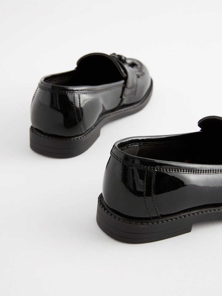 Black Patent Wide Fit (G) Leather Tassel Loafer School Shoes - Image 6 of 6
