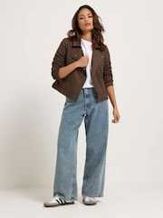 PixieGirl Petite Brown Suedette Biker Jacket - Image 2 of 6