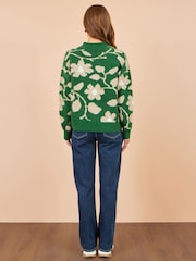 Yumi Green Floral Intarsia Relaxed Fit Jumper - Image 5 of 5