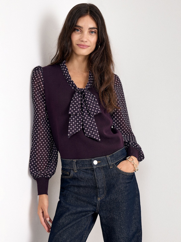 Phase Eight Purple Ellen Printed Top - Image 1 of 6 Phase Eight Purple Ellen Printed Top - Image 1 of 6