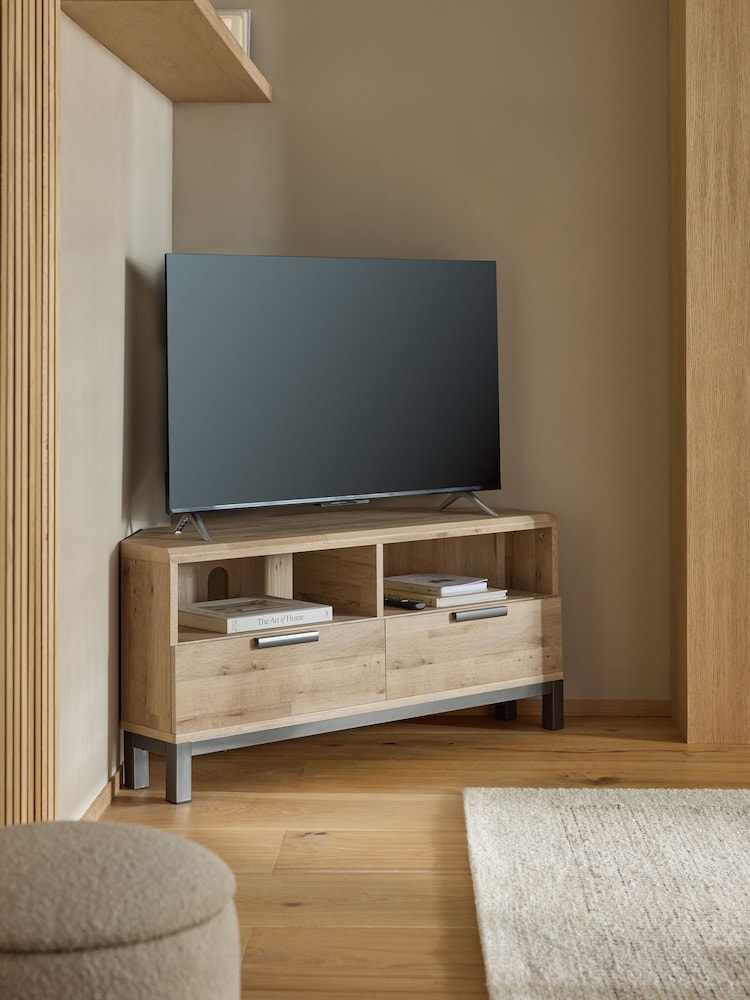 Light Bronx Up to 46 inch Corner Oak Effect TV Unit - Image 1 of 7