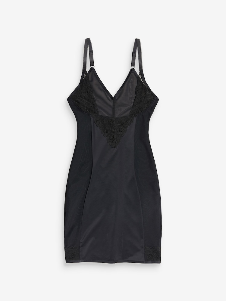 black slip to wear under dress Petite Plume Women's Silk Lace Slip Dress in Black S main image 0