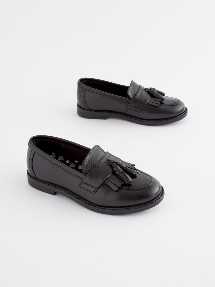 Negro mate - Mocasines escolares de cuero con borlas - Imagen 1 de 8 Negro mate - Mocasines escolares de cuero con borlas - Imagen 1 de 8