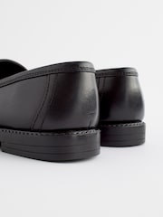 Matt Black Standard Fit (F) Leather Tassel Loafer School Shoes - Image 8 of 8