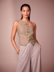 Mink Brown One Shoulder Waistcoat - Image 1 of 6