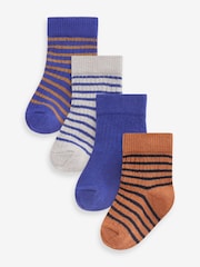 Cobalt Blue Stripe Baby Socks 4 Pack (0mths-2yrs) - Image 1 of 5