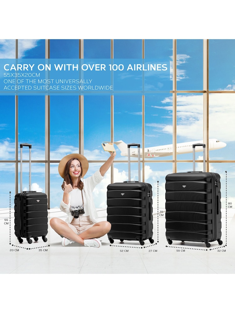 črna - Flight Knight Hardcase velik karirast; s karirastim vzorcem in Suitcases and Cabin Case Set of 3 - Slika 2 iz 6