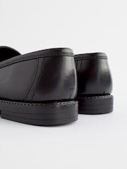 Matt Black Narrow Fit (E) Leather Tassel Loafer School Shoes - Image 7 of 8