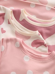 Pink Heart/Star 3 Pack 100% Cotton Long Sleeve Printed Pyjamas (9mths-16yrs) - Image 8 of 8