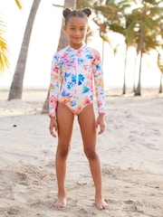 White Floral Long Sleeved Swimsuit (3-16yrs) - Image 3 of 8