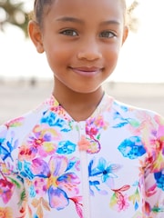 White Floral Long Sleeved Swimsuit (3-16yrs) - Image 5 of 8