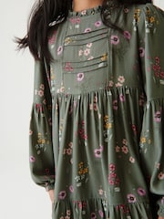 Laura Ashley Green Pintuck Dress - Image 2 of 7