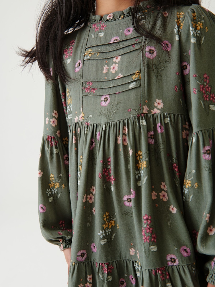 Laura Ashley Green Pintuck Dress - Image 2 of 7