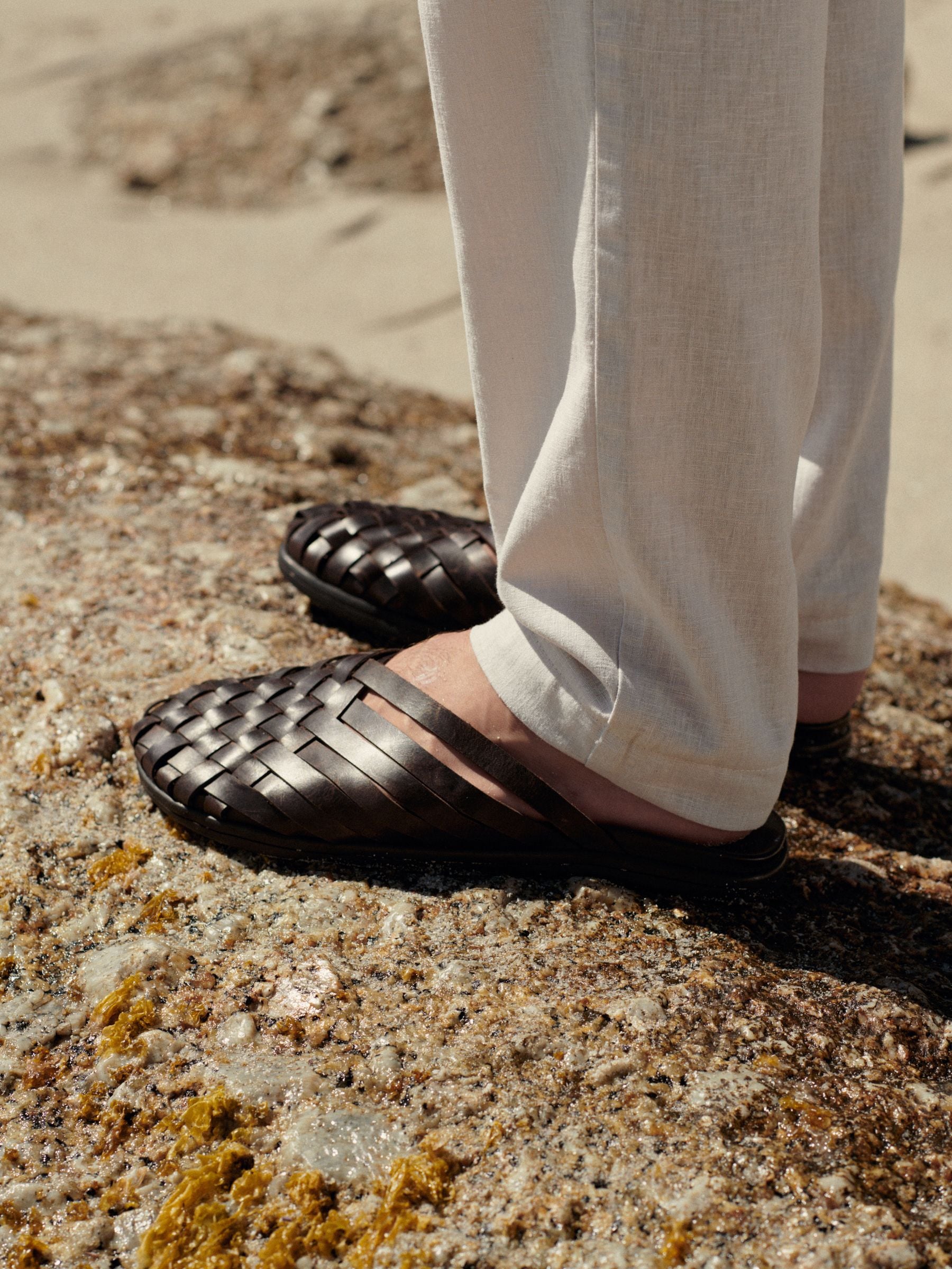 Woven leather mules outlet