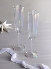 Set of 2 Iridescent Star Champagne Flutes - Image 2 of 5