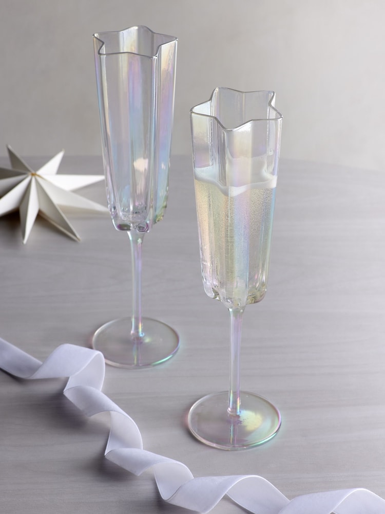 Set of 2 Iridescent Star Champagne Flutes - Image 3 of 5