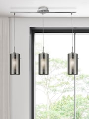 Searchlight Chrome Basil Smoked Glass Frosted Inner 3Lt Bar Pendant Ceiling Light - Image 1 of 3