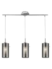 Searchlight Chrome Basil Smoked Glass Frosted Inner 3Lt Bar Pendant Ceiling Light - Image 2 of 3