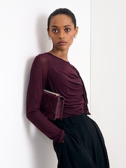 Phase Eight Red Kate Ruffle Mesh Top - Image 4 of 6