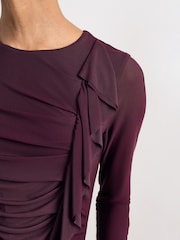 Phase Eight Red Kate Ruffle Mesh Top - Image 5 of 6