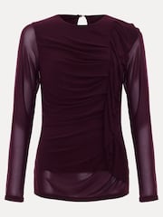 Phase Eight Red Kate Ruffle Mesh Top - Image 6 of 6