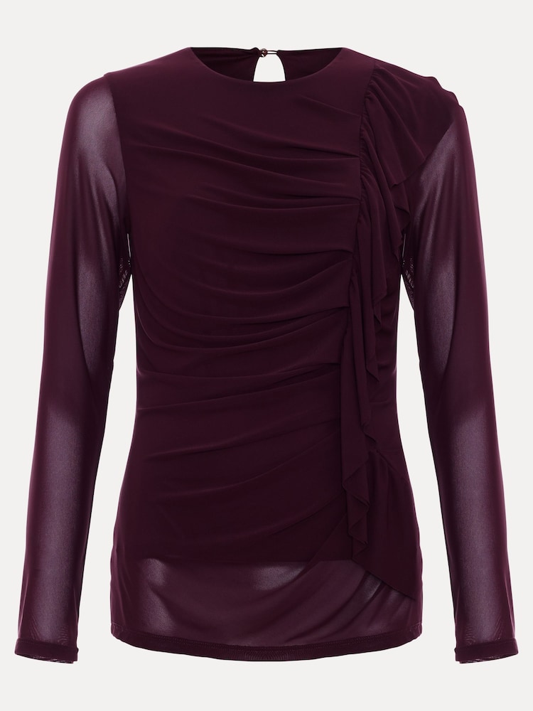 Phase Eight Red Kate Ruffle Mesh Top - Image 6 of 6