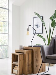 Dark Bronx Oak Effect Rectangle Set of 3 Nest of Tables - Image 1 of 1