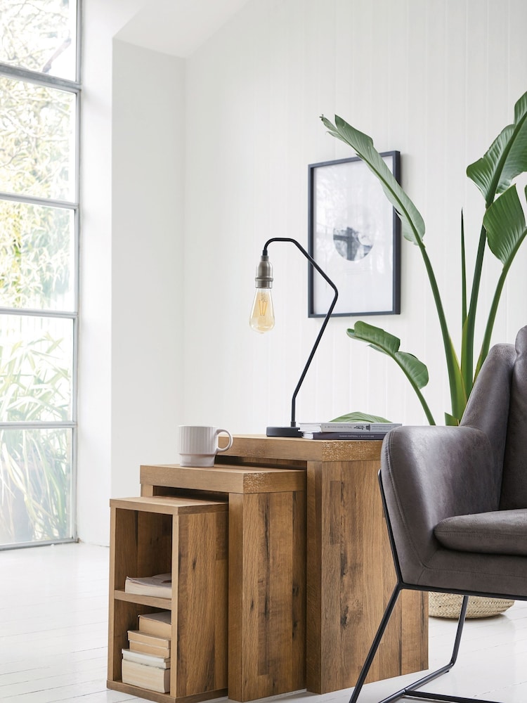 Dark Bronx Oak Effect Rectangle Set of 3 Nest of Tables - Image 1 of 1