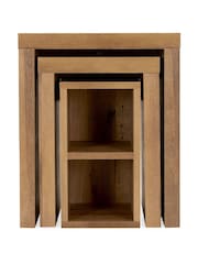 Dark Bronx Oak Effect Rectangle Set of 3 Nest of Tables - Image 2 of 3