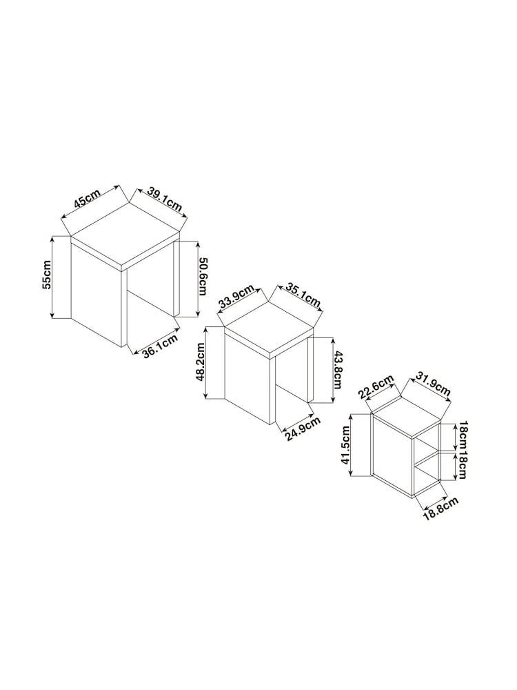 Dark Bronx Oak Effect Rectangle Set of 3 Nest of Tables - Image 3 of 3