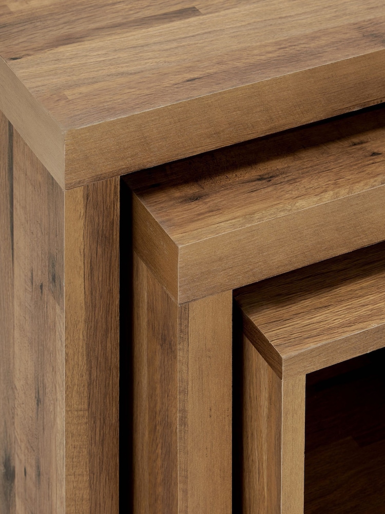 Dark Bronx Oak Effect Rectangle Set of 3 Nest of Tables - Image 7 of 7