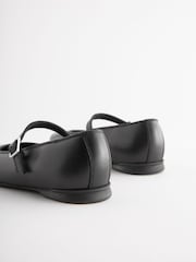 Matt Black Narrow Fit (E) Leather Mary Jane School Shoes - Image 2 of 6