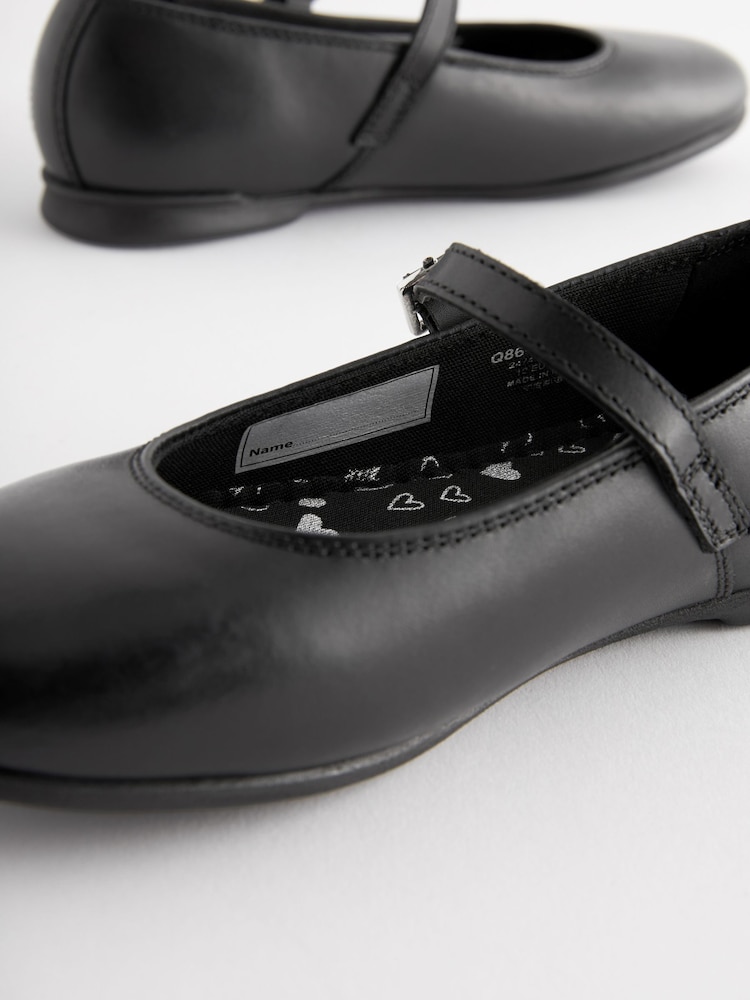 Matt Black Narrow Fit (E) Leather Mary Jane School Shoes - Image 6 of 6