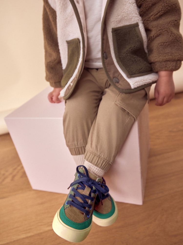 Green Colourblock High Top Lace-Up Boots with Zip Fastening - Image 2 of 7 Green Colourblock High Top Lace-Up Boots with Zip Fastening - Image 2 of 7