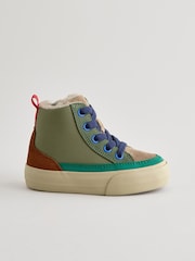 Green Colourblock High Top Lace-Up Boots with Zip Fastening - Image 4 of 7