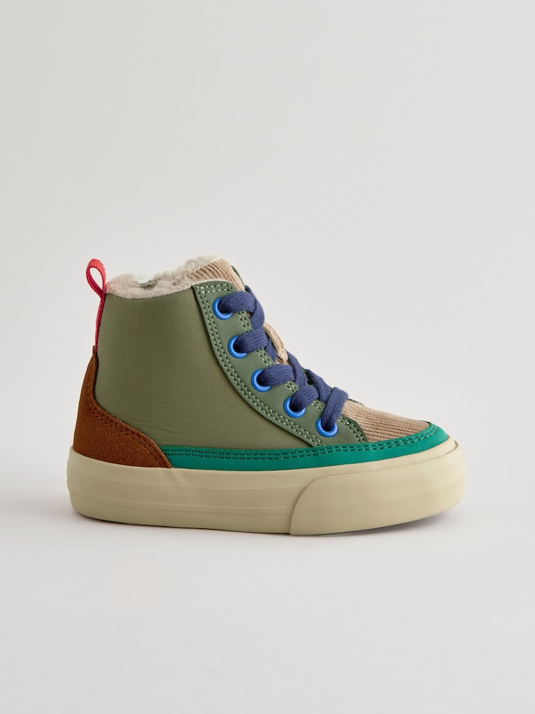 Green Colourblock High Top Lace-Up Boots with Zip Fastening - Image 4 of 7