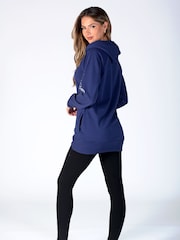 Pineapple Navy Blue Womens Longline Hoodie - Image 2 of 5